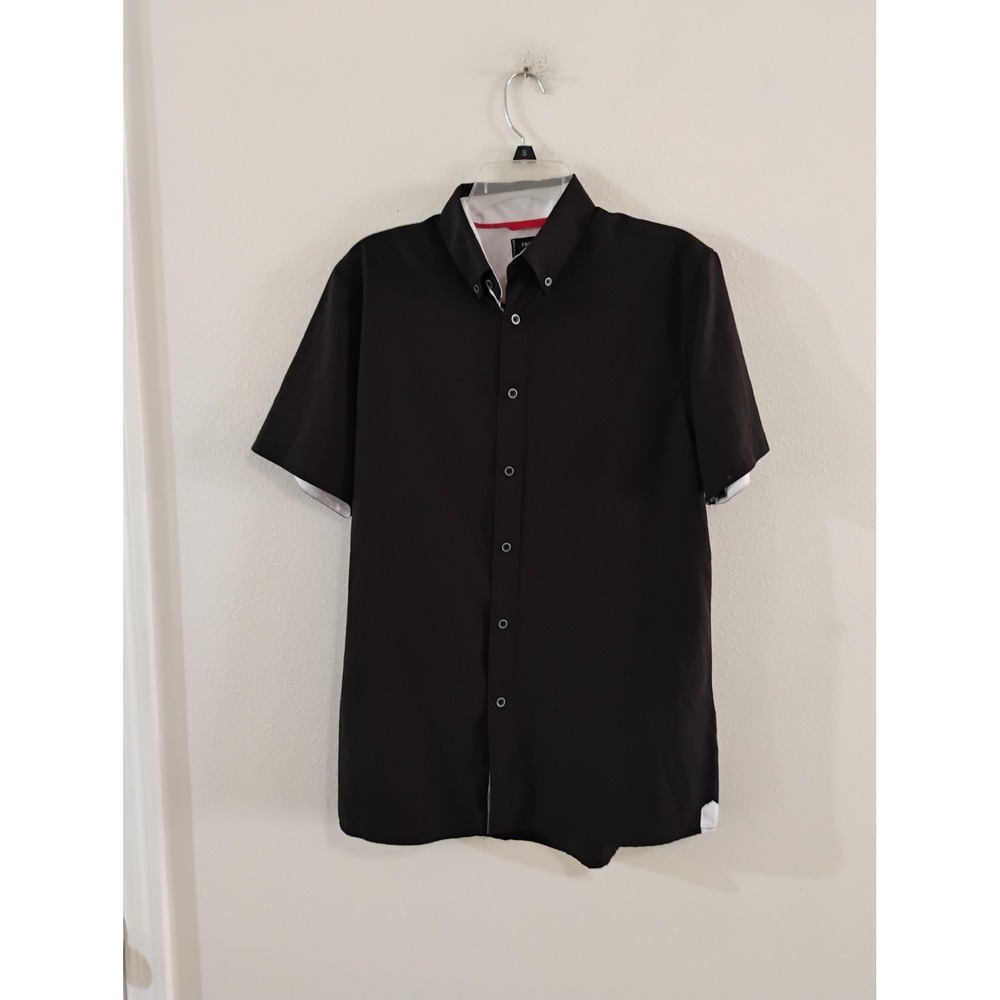 Fried Denim Mens Black Short Sleeve Button Down Shirt Size Medium NYC 2016